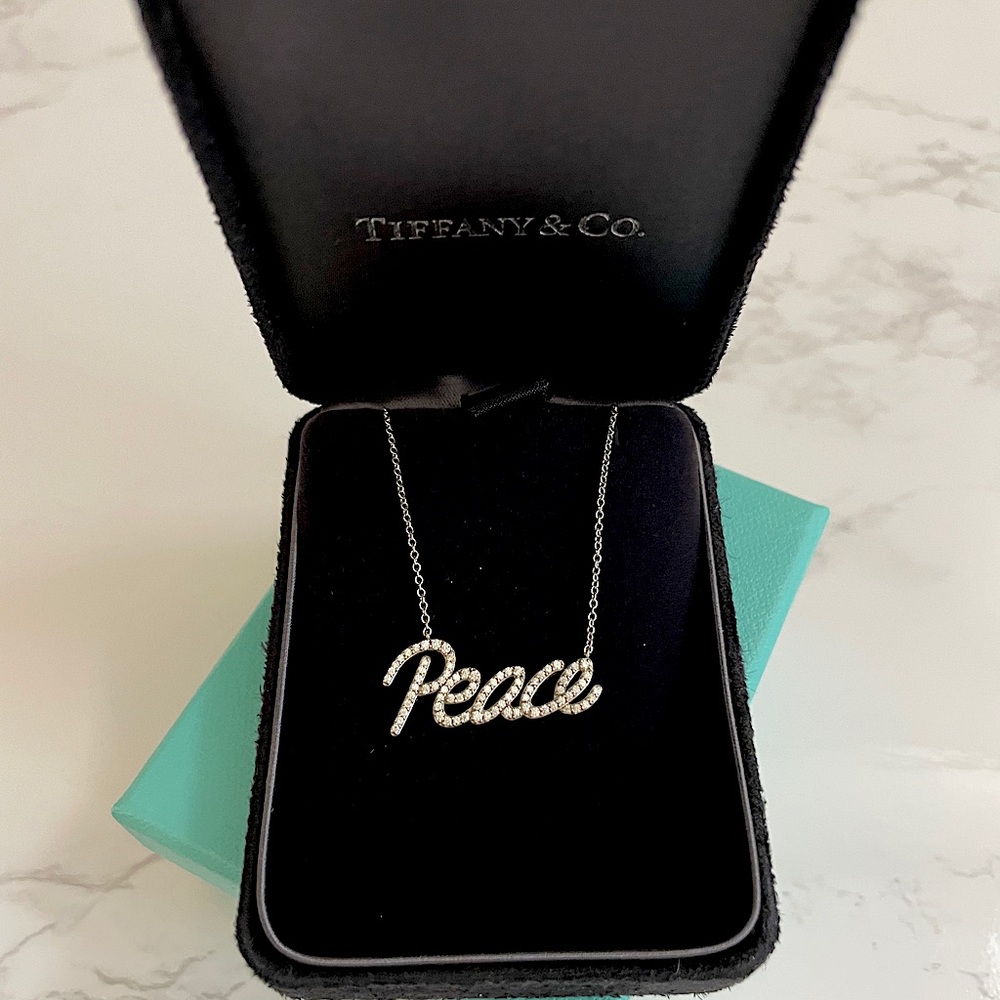 Tiffany & Co. Paloma Picasso “Peace” 18K White Gold Diamond Necklace